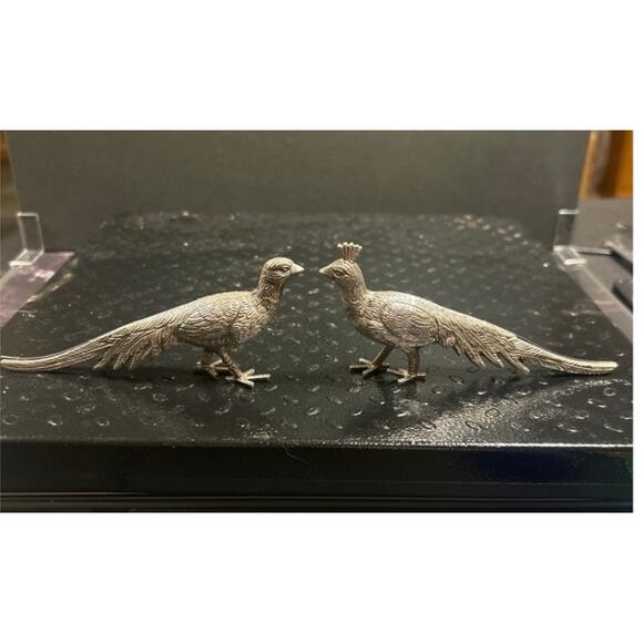 unknown Other - Peafowl Silver Plated Pewter Pair